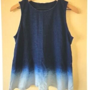 J.Jill Pure Jill Indigo Ombre Peplum Sleeveless Tank Top Medium Petite Resort